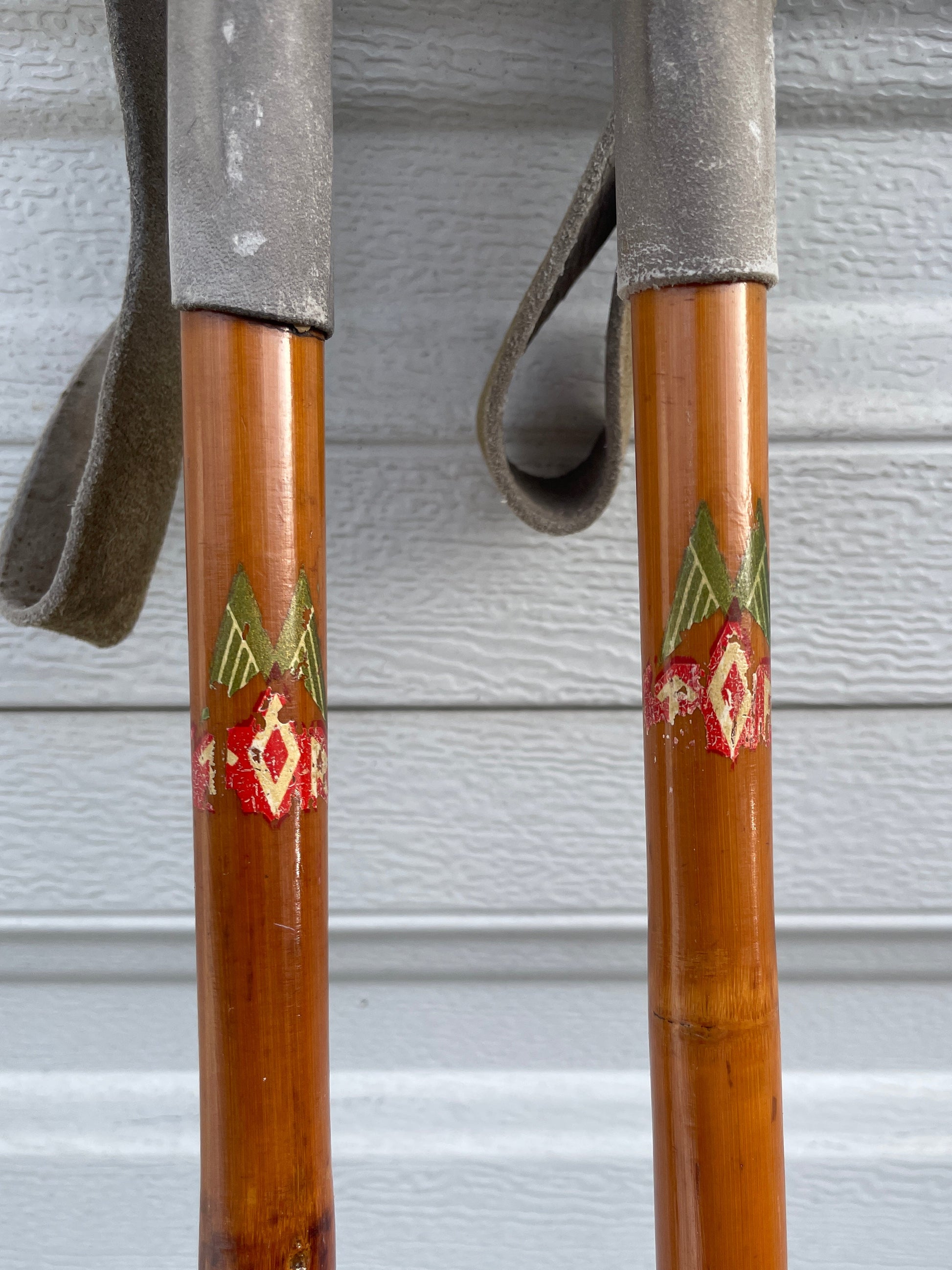 130 cm cross country ski poles 130cm Vintage Bamboo Cross-Country Ski Poles from NORWAY