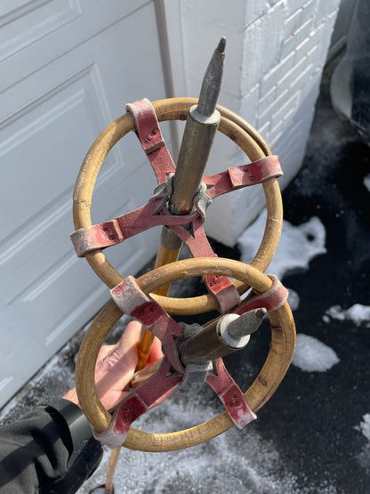 140cm Vintage Cross-Country Ski Poles from Norway - Beefy Leather/Wicker Baskets - Time Piece!!!
