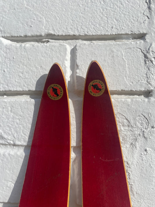 215cm Vintage 1960s Esko Järvinen Racing Skis: Birch & Hickory
