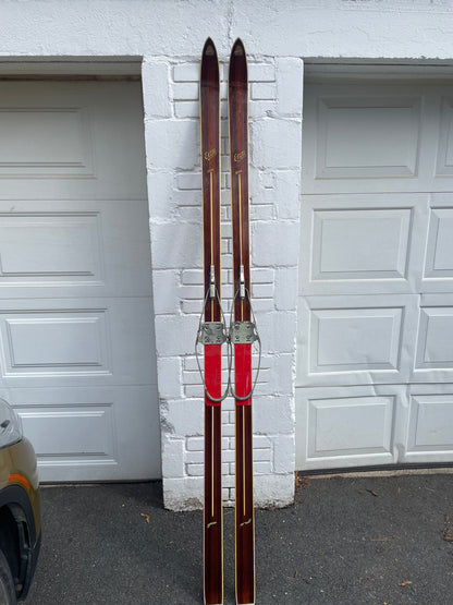 210cm Askjem "Elite" Fjellski Wood Cross-Country Mountain Skis - 1960s