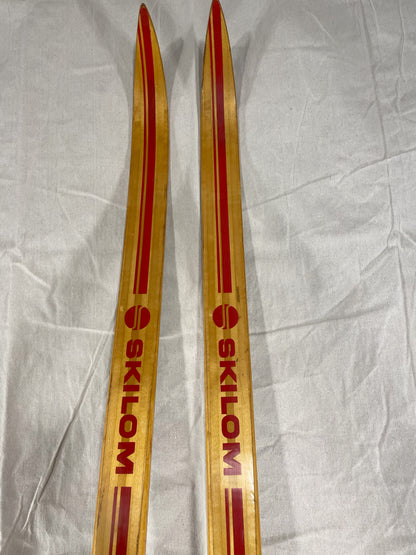 205cm Skilom Model 145 Vintage Wood Cross-Country Racing Skis - RARE