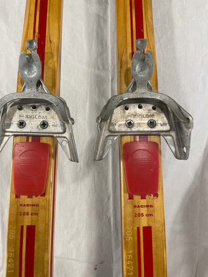 205cm Skilom Model 145 Vintage Wood Cross-Country Racing Skis - RARE