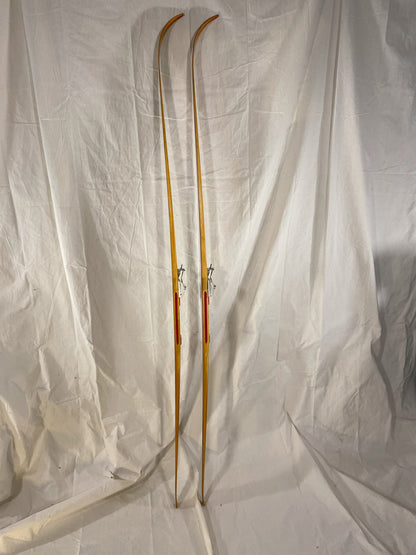 205cm Skilom Model 145 Vintage Wood Cross-Country Racing Skis - RARE