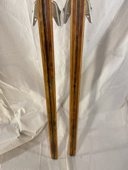 205cm Skilom Model 145 Vintage Wood Cross-Country Racing Skis - RARE