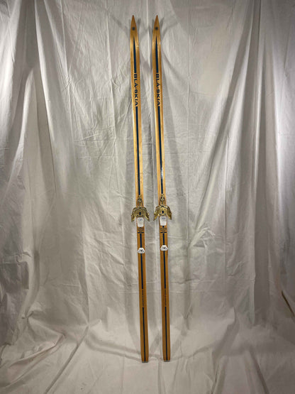210cm Blå-Skia Wood Nordic Racing Skis - Low-Maintenance Base - Completely Restored - Ready for Snow!