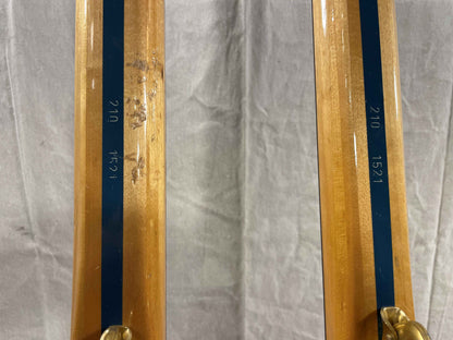 210cm Blå-Skia Wood Nordic Racing Skis - Low-Maintenance Base - Completely Restored - Ready for Snow!