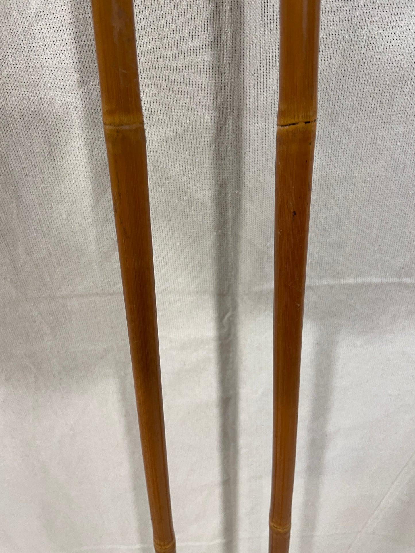 122.5cm Sparta Bamboo Cross-Country Ski Poles - Classic Leather Ring Baskets - 1960s
