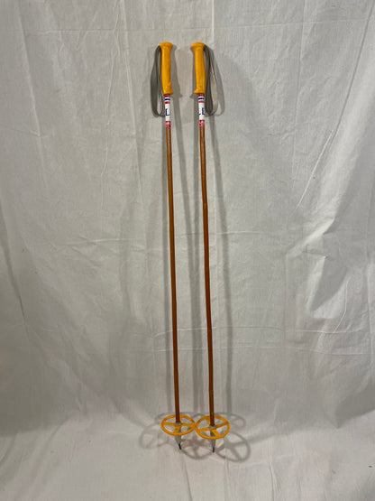 120cm Liljedahl Bamboo Cross-Country Ski Poles - Early 1970s - Cool Orange Colours