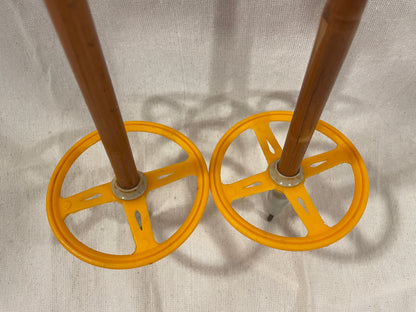 120cm Liljedahl Bamboo Cross-Country Ski Poles - Early 1970s - Cool Orange Colours