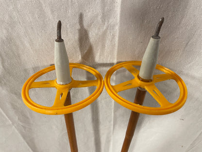 120cm Liljedahl Bamboo Cross-Country Ski Poles - Early 1970s - Cool Orange Colours
