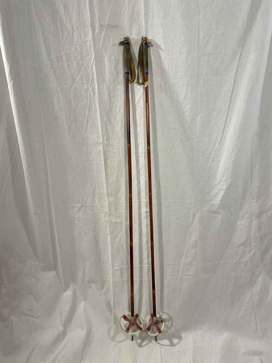 142.5cm Järvinen "Erikoiskilpa" Bamboo Cross-Country Ski Poles - late 1960s