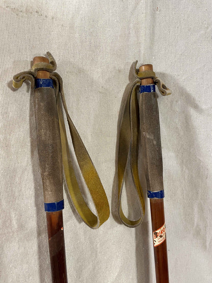 142.5cm Järvinen "Erikoiskilpa" Bamboo Cross-Country Ski Poles - late 1960s
