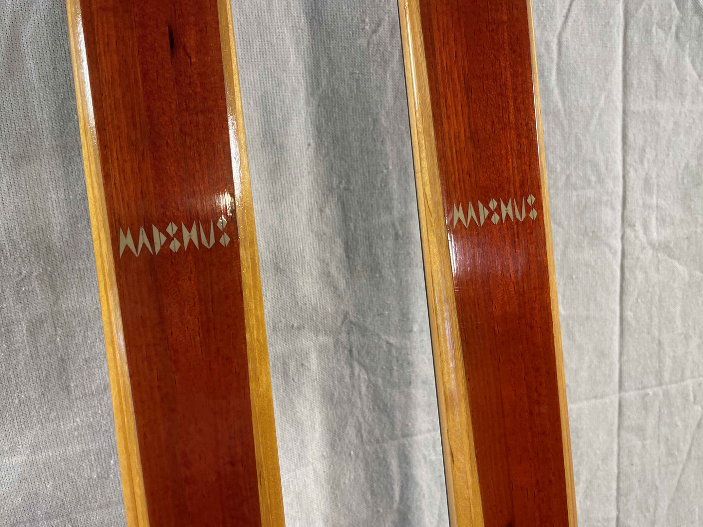 210cm Madshus "Langrenn" 1970s Wood Cross-Country Racing Skis - Beautifully Preserved - Refinished Bases