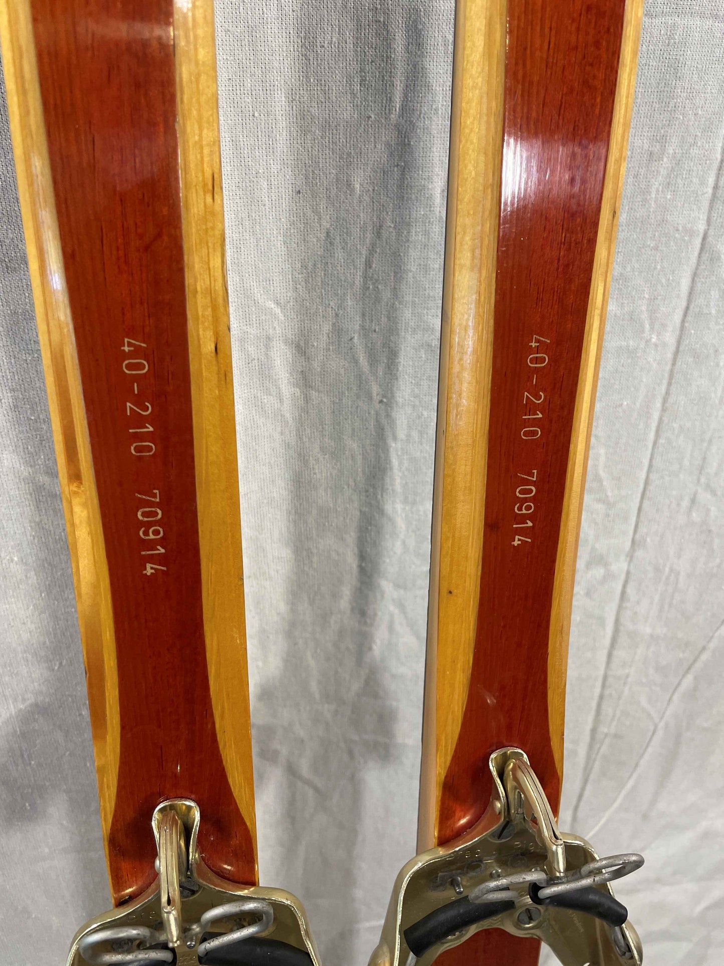 210cm Madshus "Langrenn" 1970s Wood Cross-Country Racing Skis - Beautifully Preserved - Refinished Bases