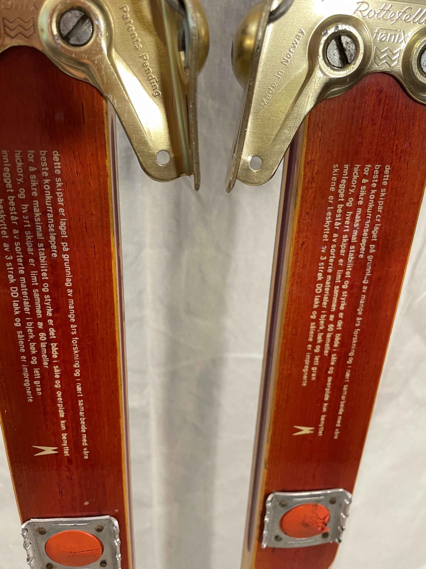 210cm Madshus "Langrenn" 1970s Wood Cross-Country Racing Skis - Beautifully Preserved - Refinished Bases