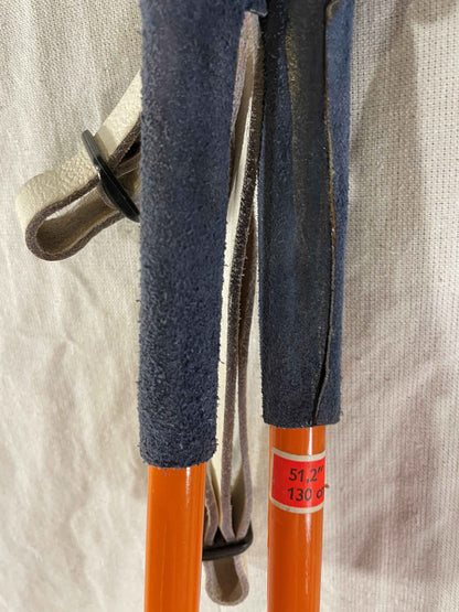 130cm Liljedahl Metal Cross-Country Ski Poles - Early 1970s - Orange-Blue Colours - Almost New!