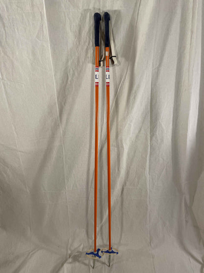 130cm Liljedahl Metal Cross-Country Ski Poles - Early 1970s - Orange-Blue Colours - Almost New!