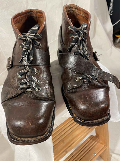 Size 44/45 (US Men's 11) - 1940s/50s Norwegian Men's Ski Boots - Beautifully Restored!
