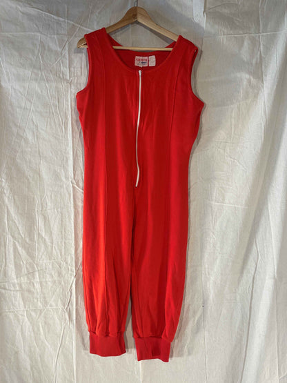 Size L 1970s Cross-Country Ski Bib Knickers - Cool Red Colour