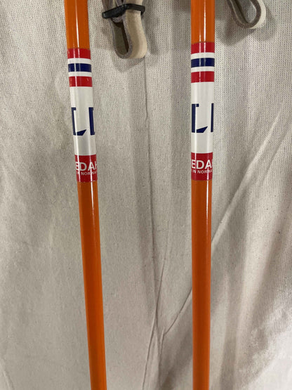 130cm Liljedahl Metal Cross-Country Ski Poles - Early 1970s - Orange-Blue Colours - Almost New!