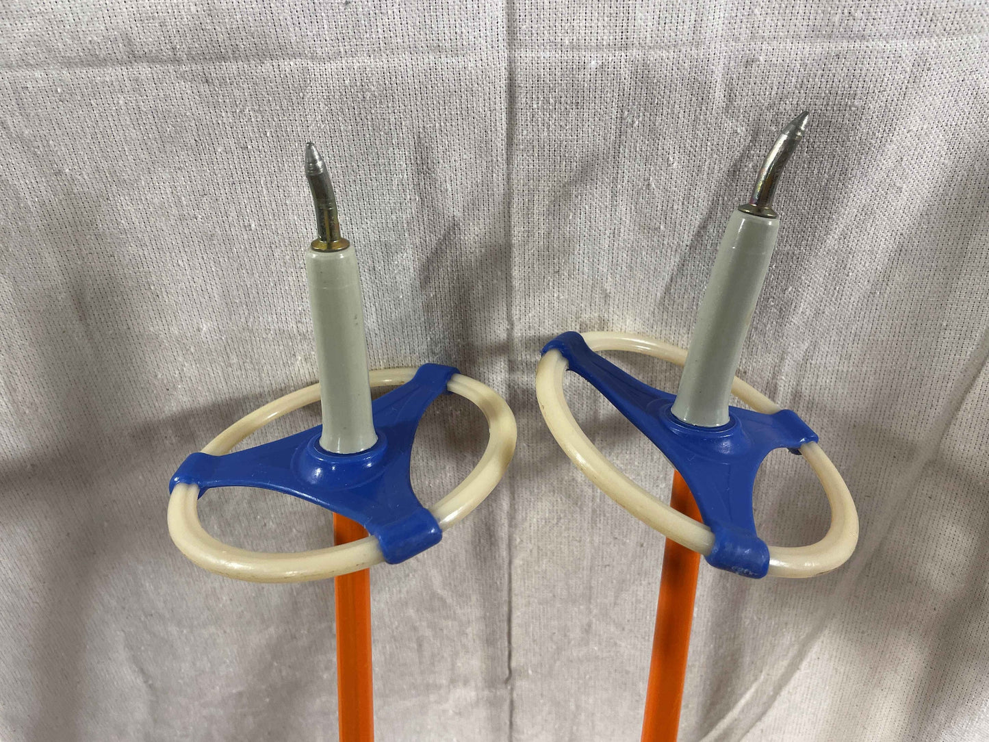 130cm Liljedahl Metal Cross-Country Ski Poles - Early 1970s - Orange-Blue Colours - Almost New!