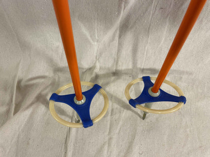 130cm Liljedahl Metal Cross-Country Ski Poles - Early 1970s - Orange-Blue Colours - Almost New!