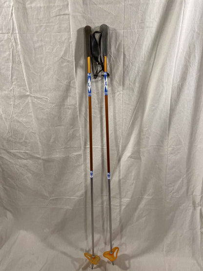 130cm Liljedahl Aluminum Cross-Country Racing Poles - Early 1970s - VM Staven - Classic Orange Triangle Baskets