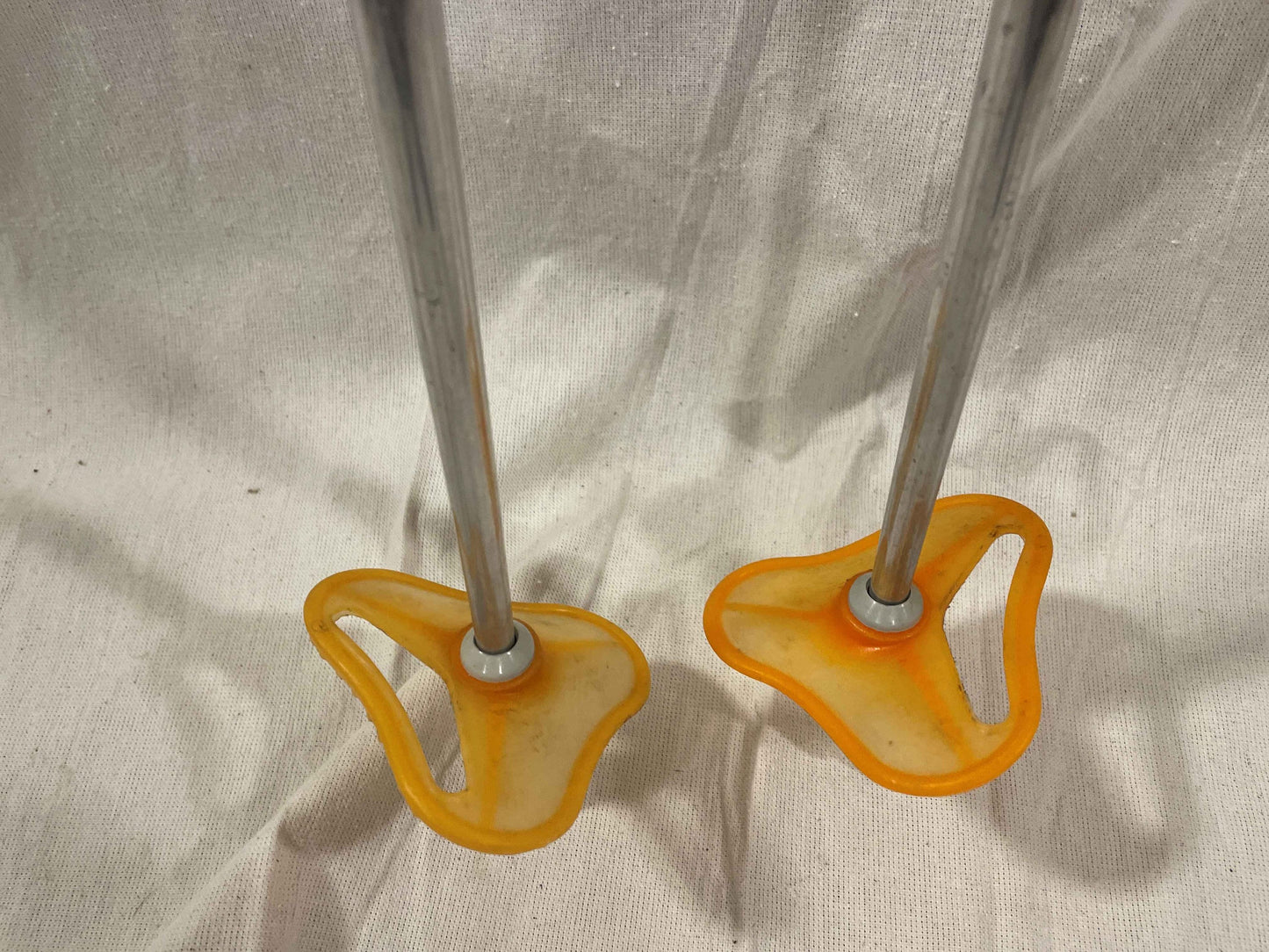 130cm Liljedahl Aluminum Cross-Country Racing Poles - Early 1970s - VM Staven - Classic Orange Triangle Baskets