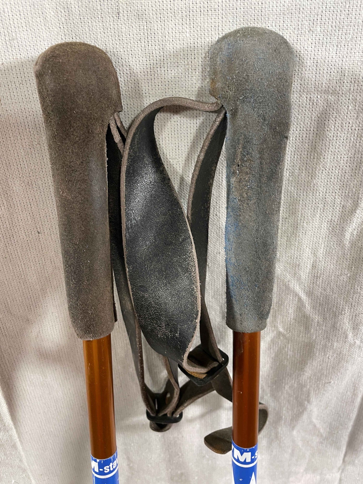 130cm Liljedahl Aluminum Cross-Country Racing Poles - Early 1970s - VM Staven - Classic Orange Triangle Baskets