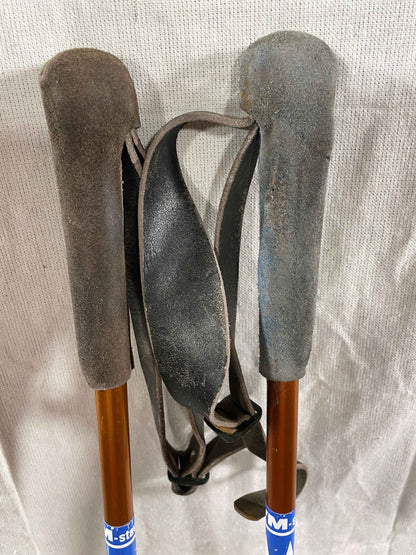 130cm Liljedahl Aluminum Cross-Country Racing Poles - Early 1970s - VM Staven - Classic Orange Triangle Baskets