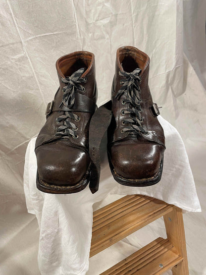 Size 44/45 (US Men's 11) - 1940s/50s Norwegian Men's Ski Boots - Beautifully Restored!
