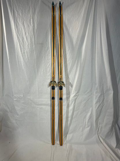 205cm Blå-Skia Wood Nordic Racing Skis - Early 1960s - BEAUTIFUL CONDITION!