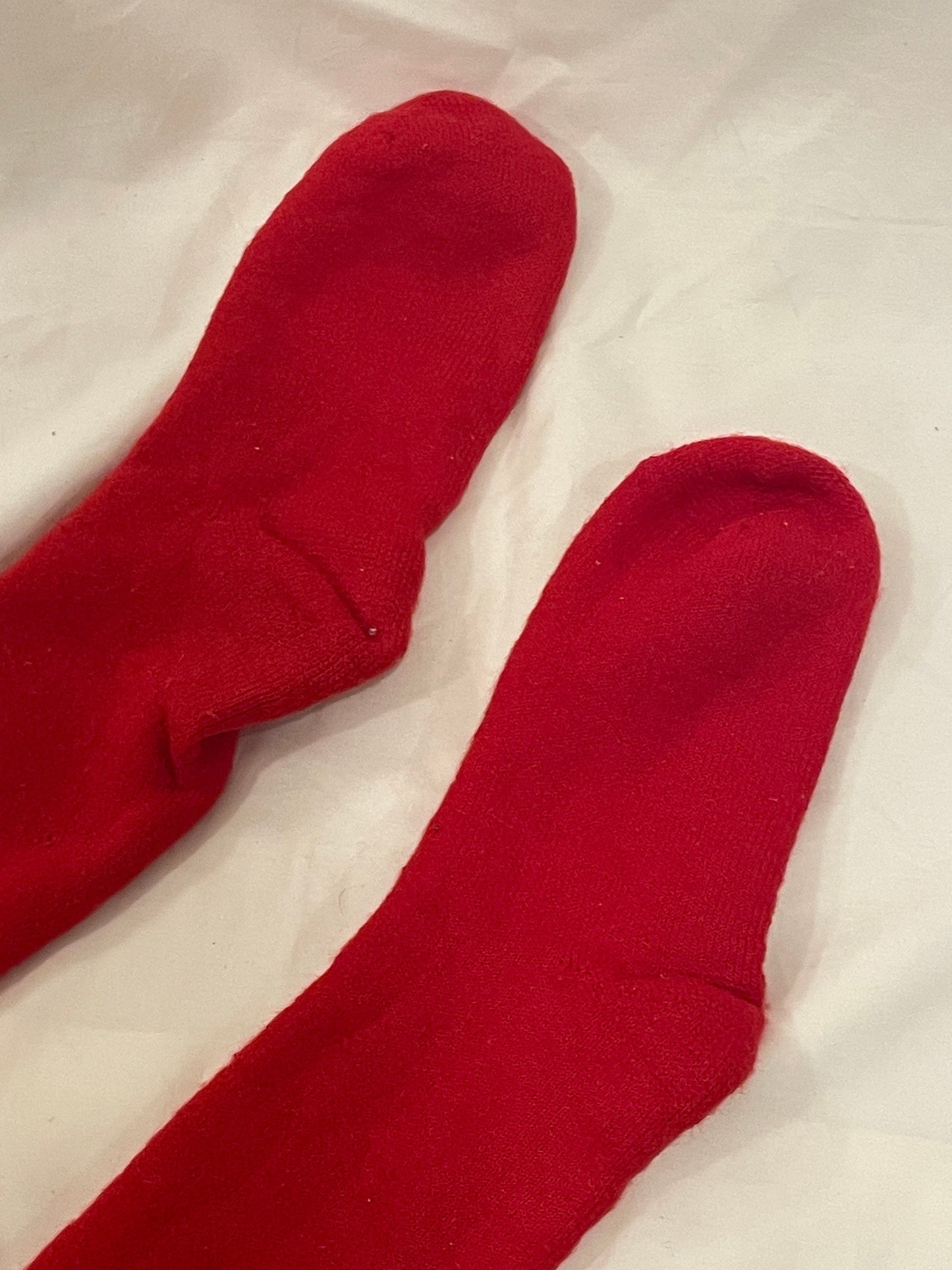 Size M - Vintage Cross-Country Ski Wool Knicker Socks - Red with White Stripes - 1960s