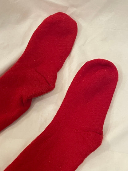 Size M - Vintage Cross-Country Ski Wool Knicker Socks - Red with White Stripes - 1960s