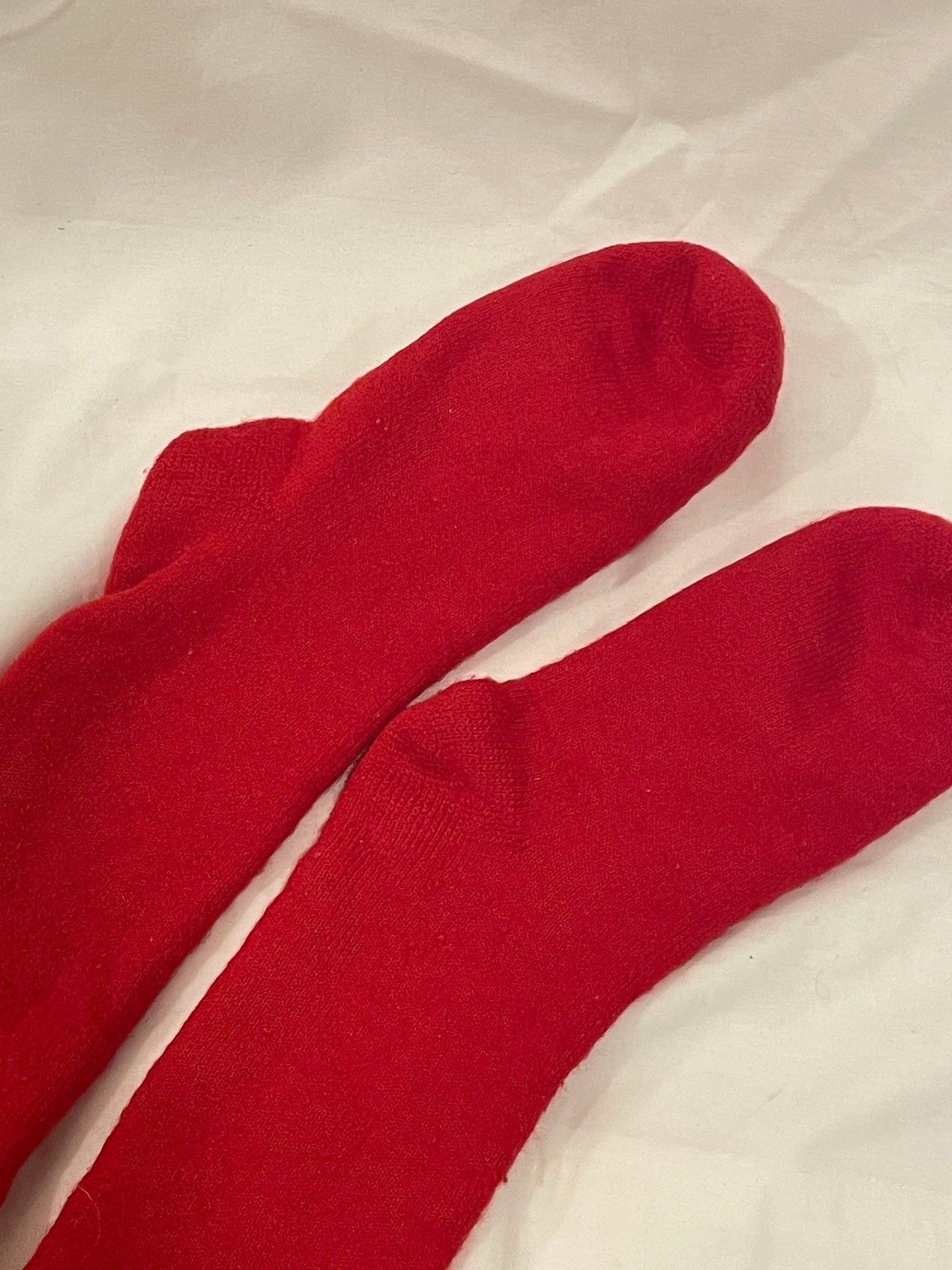 Size M - Vintage Cross-Country Ski Wool Knicker Socks - Red with White Stripes - 1960s