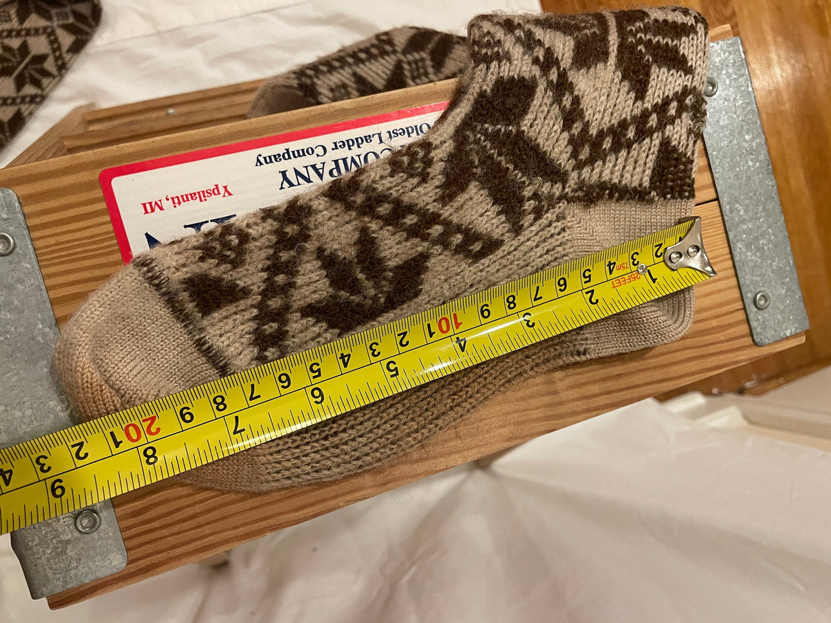 Knicker Socks Size M/L - Vintage Cross-Country Ski Wool Knicker Socks - Tan with Bro ...