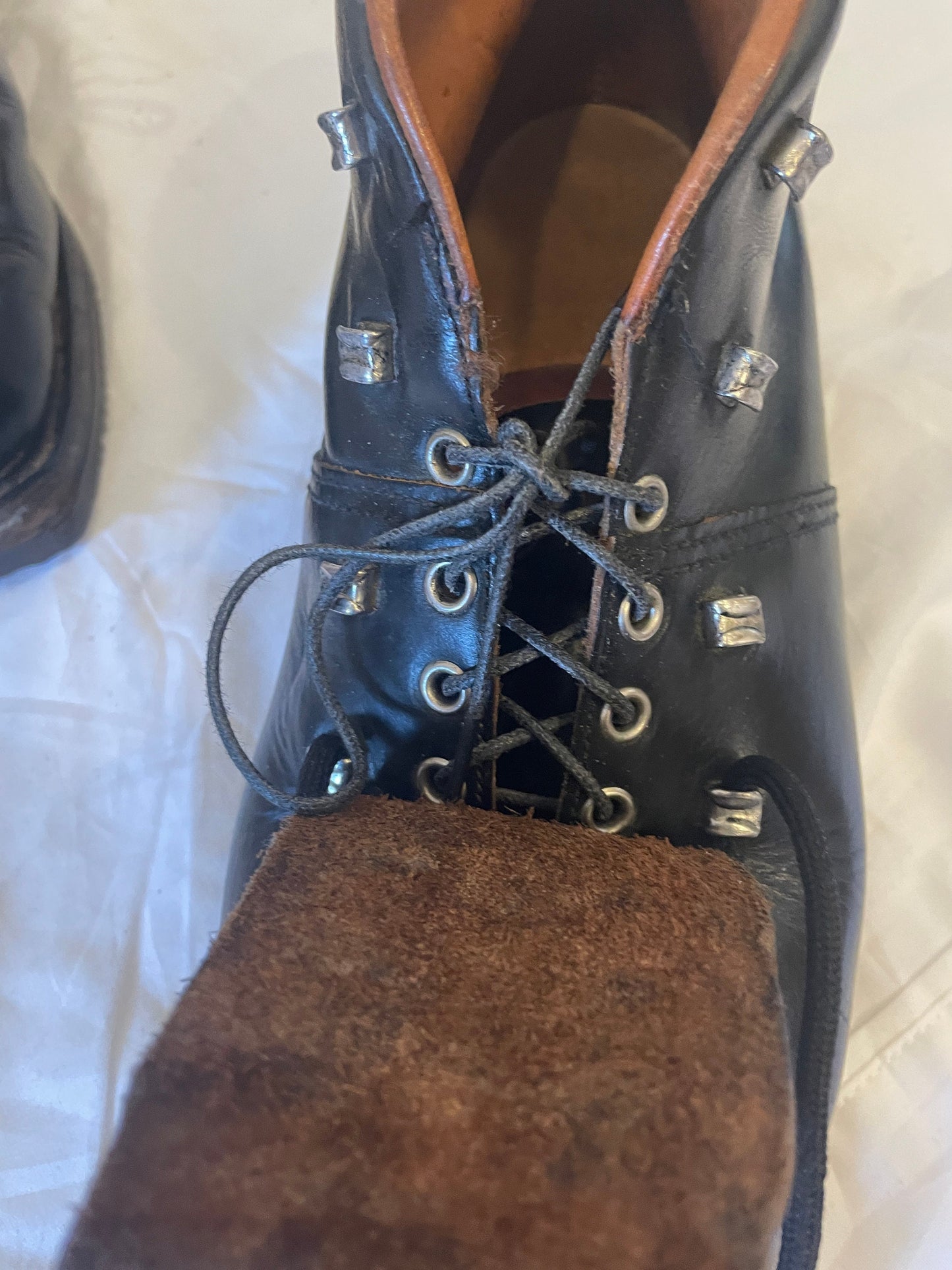 Size 42 (US Men's 8.5/9) - 1950s/1960s Norwegian Suveren Leather Ski Boots - Double-Tongue - Freshly Restored!!!