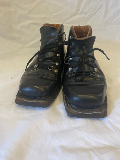 Size 42 (US Men's 8.5/9) - 1950s/1960s Norwegian Suveren Leather Ski Boots - Double-Tongue - Freshly Restored!!!