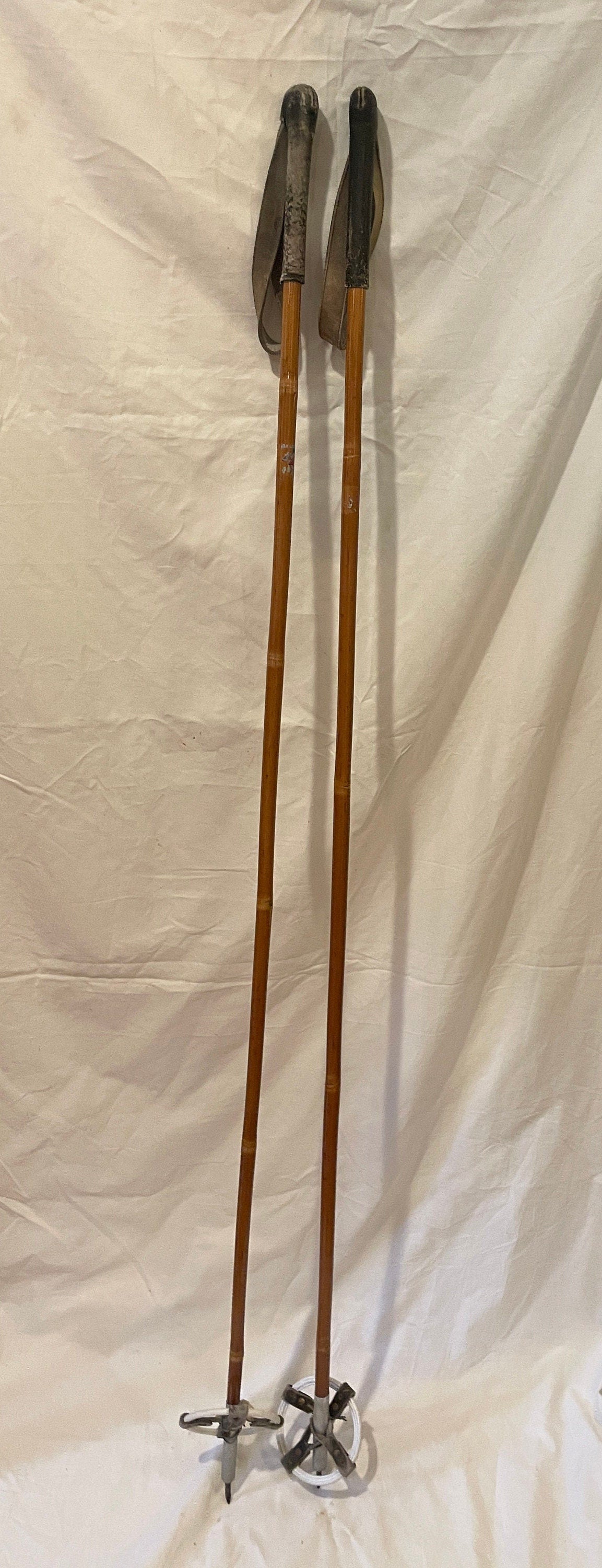 135cm Liljedahl Bamboo Cross-Country Ski Racing Poles - Mid 1960s!!