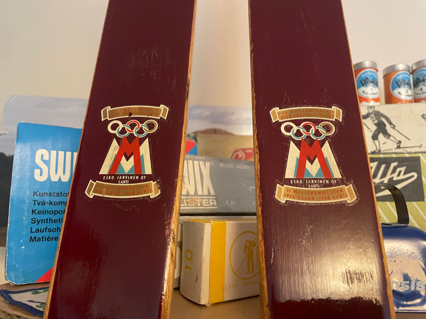 210cm Esko Järvinen Early 1960s Wood Cross-Country Racing Skis - Finland - SURVIVORS!!!