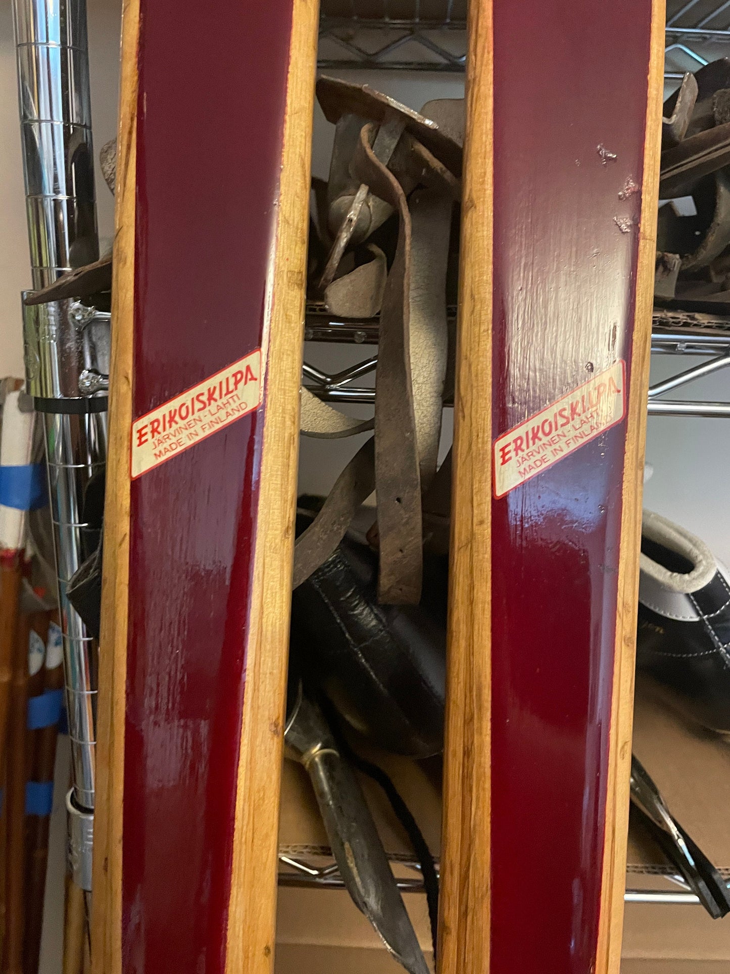 210cm Esko Järvinen Early 1960s Wood Cross-Country Racing Skis - Finland - SURVIVORS!!!