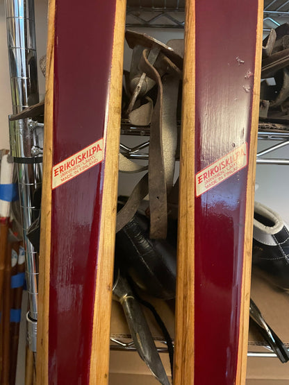 210cm Esko Järvinen Early 1960s Wood Cross-Country Racing Skis - Finland - SURVIVORS!!!