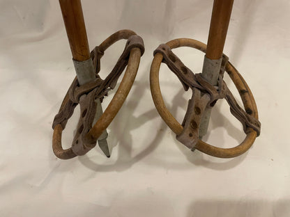 130cm Norwegian Bamboo Cross-Country Ski Poles - Wicker/Leather Baskets - TIME CAPSULES!!!