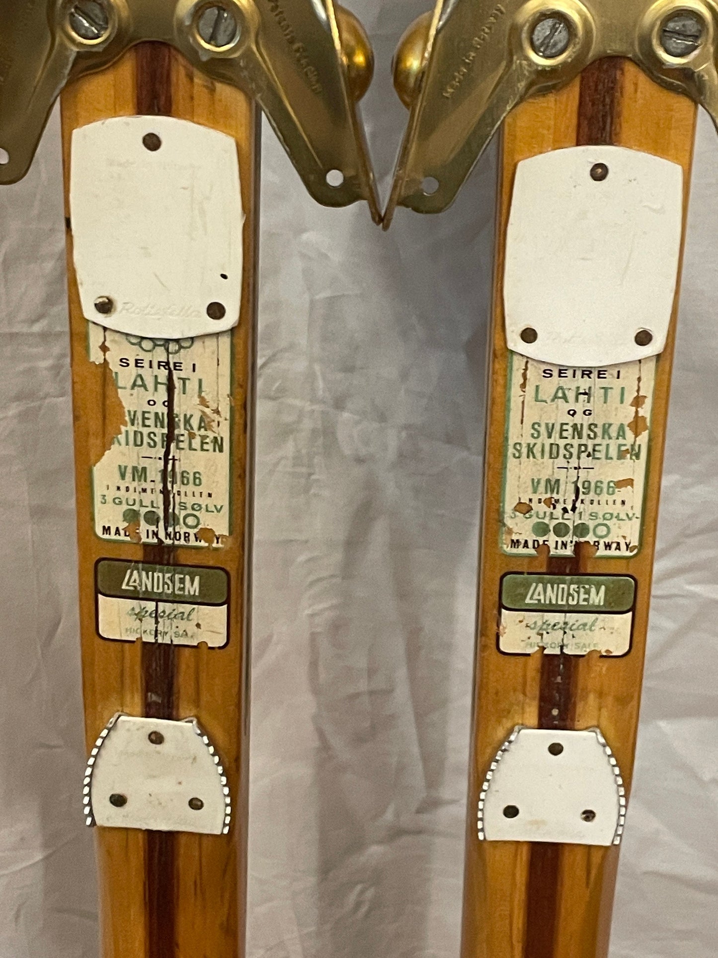 210cm Landsem Late 1960s Wood Cross-Country Racing Skis - NORWAY - Decals in Good Shape!