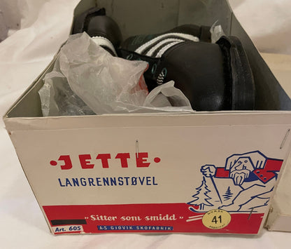 Size 41 (US Men's 8) Jette of Norway Late 1960s ALL LEATHER Cross-Country Ski Boots - New Old Stock - New New New