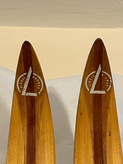 210cm Landsem Late 1960s Wood Cross-Country Racing Skis - NORWAY - Decals in Good Shape!