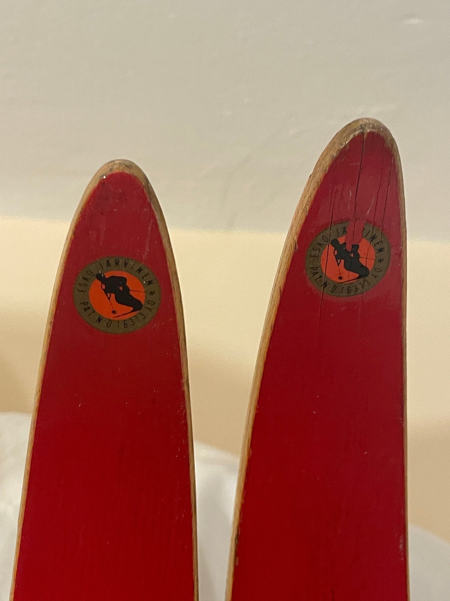215cm Esko Järvinen Wood Cross-Country Racing Skis - Early 70s - Hickory Base/"Plastik" Edge!!!