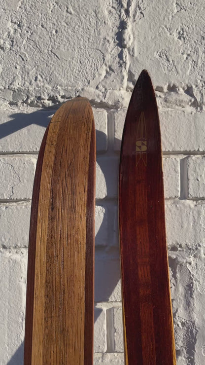 205cm Splitkein Early-1970s "Turski" Wood Cross-Country Touring Skis - Great Condition!