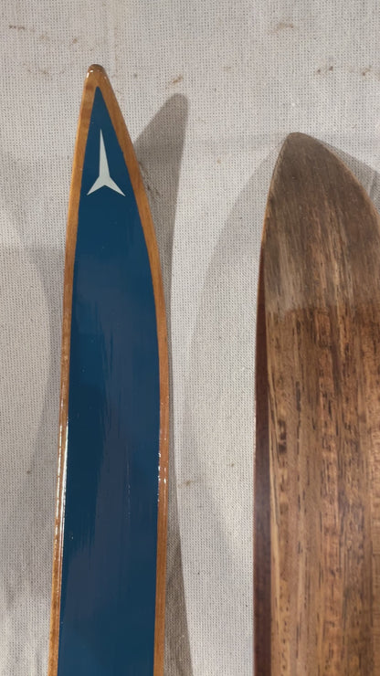 195cm Blå-Skia Wood "Tur-Langrenn" Light Touring Cross-Country Skis - Early 70s - TIMEPIECE!!!!