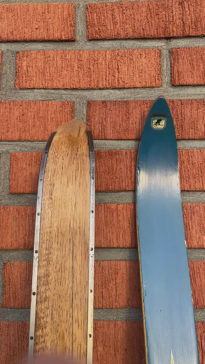 215cm Karhu "Tunturi" Early 1960s Metal-Edge Mountain Skis - From Finland!!!